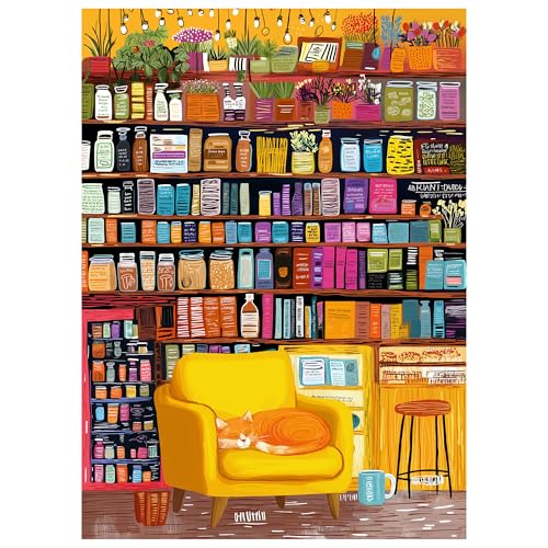 Jigsaw Puzzles for Adults 1000 Pieces, Cat Shelf Puzzle | Colorful Home Wall Decor for Family Challenging Games - color: Cat Shelf