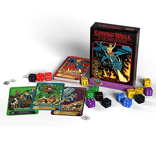 Cryptozoic Entertainment Living Well is The Best Revenge: Steven Rhodes Games VOL. 2 - Dark Retro Dice Card Game, Ages 14+, 2-4 Players, 15 Mins