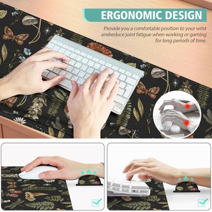 Mouse Pad Set Large Desk, Desk Matt for Desktop with Wrist Rest,Anti-Slip XXL Big Computer Ergonomic Mousepad with Wrist Support for Keyboard and Mouse(Plant) - color: Plant