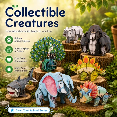 MierEdu Build 'N' Sound 3D Puzzle for Kids, Animal Puzzle with Sound Module, Educational STEM Craft Kit, FSC Paper Model Building Toy Gift for Ages 6+