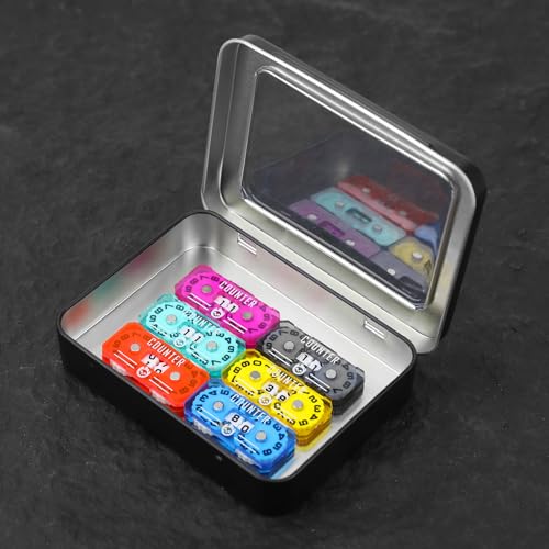 6Pcs MTG Life Counter Twin Digits with Metal Box, Tracker Life Counter for Board Games, Compatible with Magic Card Games Accessories RPG D&D CCG TCG Tabletop Board Games - color: C Color-6pcs