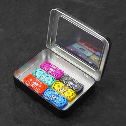 6Pcs MTG Life Counter Twin Digits with Metal Box, Tracker Life Counter for Board Games, Compatible with Magic Card Games Accessories RPG D&D CCG TCG Tabletop Board Games - color: C Color-6pcs