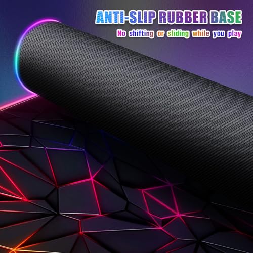 RGB Mousepad Led Mouse Pad Desk Mat I 31.5 x 11.8 Inch Large Mouse Pad I XL Oversized Big Mouse mat 14 Led Light Modes I Anti-Slip Rubber Base Waterproof Keyboard Pad for PC Gaming I Vibrant Neon - color: Vibrant Neon