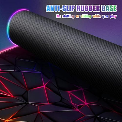 RGB Mousepad Led Mouse Pad Desk Mat I 31.5 x 11.8 Inch Large Mouse Pad I XL Oversized Big Mouse mat 14 Led Light Modes I Anti-Slip Rubber Base Waterproof Keyboard Pad for PC Gaming I Vibrant Neon - color: Vibrant Neon