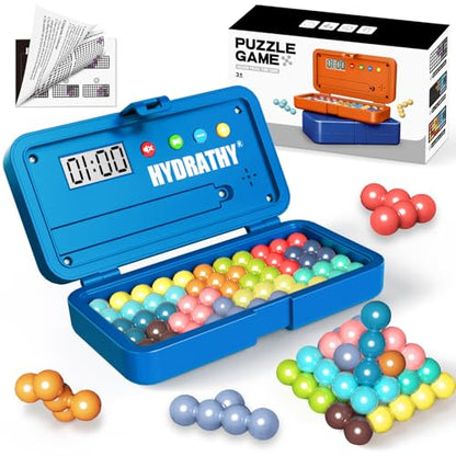 Brain Teaser Puzzles Games for Kids Adults with Timer, 2 Modes Handheld Travel Games, Single Player Mind Challenge Toys, STEM Montessori Educational Gifts for Kids 3+, Teens & Adults (Blue) - color: Blue