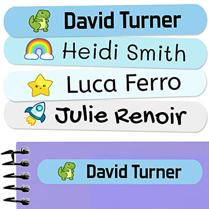 50 Personalized Adhesive Labels to Mark Objects 2.3 x 0.4 in. Waterproof Stickers to Mark School Supplies, Books, kindergartens Goods, Summer Camps, Children's Toys, etc. - color: Vehicle