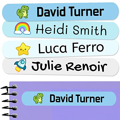 50 Personalized Adhesive Labels to Mark Objects 2.3 x 0.4 in. Waterproof Stickers to Mark School Supplies, Books, kindergartens Goods, Summer Camps, Children's Toys, etc. - color: Vehicle