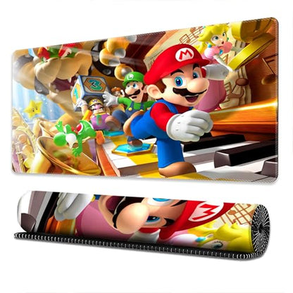 Mario Pattern Extended Gaming Mouse Pad, 31.5 x 11.8 Inches Non-Slip Keyboard Mat with Stitched Edge for Gaming & Office (Mario) - color: Mario