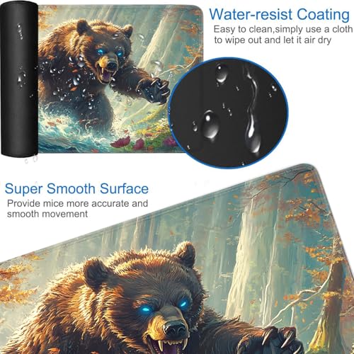 for MTG Game Playmat - 24 x 14 inches with Dices and Storage Bags, Non-Slip Base for TCG and Board Game Card Mats, Trading Card Games Mat, Raging Bear Pattern Collectible Card Playmats - color: Jv-playmat-p7-1-h216