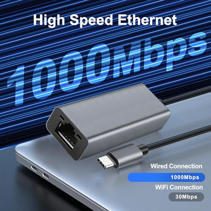 USB C to Ethernet Adapter, Portable 1-Gigabit Network Hub, 10/100/1000 Mbps, USB 3.0 to RJ45 Internet Adapter Compatible with Laptop, MacBook PC with Windows, XP, Mac/Linux (Type C to Gigabit)