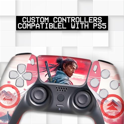 Ghost of Tshushiima Custom PS-5 Controller Wireless compatible with Play-Station 5 Console by BCB Controllers | Proudly Customized in USA with Permanent HYDRO-DIP Print(NOT JUST A SKIN)(MODDED) - color: Ghost of Tshushiima, size: Modded - Front & Back Pri