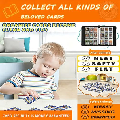 900 Pockets Trading Card Binder for One Piece Cards, 3 Ring Zipper Card Binder with 50 Removable 9 Pocket Sleeves, Waterproof Card Album for TCG, MTG, Sports & Anime Cards, Standard Size Card Holder