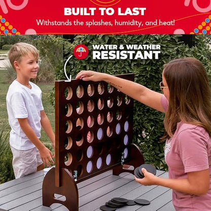 SWOOC Games - Premium Giant Four in a Row (All Weather) w/Carrying Case & 60% Quieter Design - Giant Connect - 4 Game Outdoor for Adults and Family - 4 in a Row Life Size Yard Games for Kids & Adults - style: 3ft x 2ft