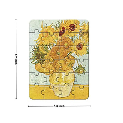 24 Pieces Twelve Sunflowers Puzzle, Toddler Artist Puzzles for Kids Ages 3-5, 4-8, Easy Intellectual Decompression Entertainment Game and Preschool Educational Learning Toys - color: Twelve Sunflowers-24p