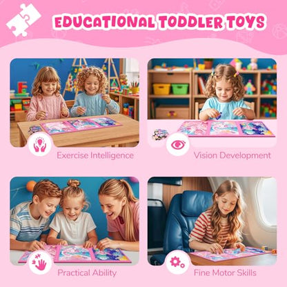 Magnetic Jigsaw Puzzles for Toddlers Kids 3-8 Girls,(3 36-Pieces) Travel Puzzles Toys for Kids Ages 4-6,Take-Along Car Airplane Road Trip Activities Game for 3 4 5 6 7 8 Year Old Birthday Gift,Axolotl - style: Axolotl