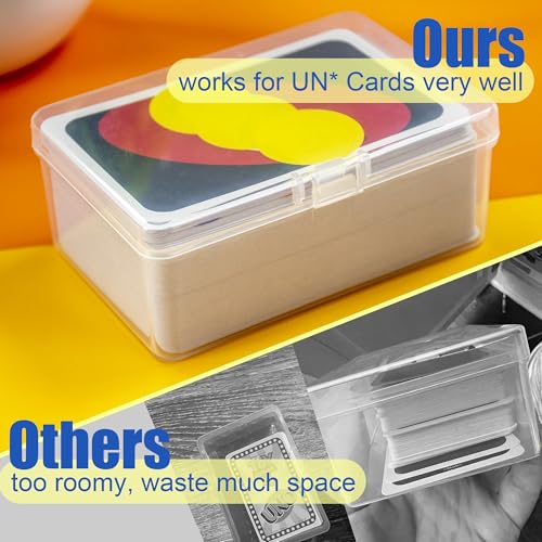 JINUPHION 4 Pcs Playing Card Case, Works for 112 Standard UN* Cards And Other Same Or Smaller Size Very Well, Plastic Clear Card Deck Box Storage,4 1/2" ×3 1/4" ×1 1/8" (NO Cards) - size: 4 pcs UN*