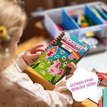 DINO MINI Stickypuff Value Pack - 3 Reusable Puffy Sticker Book for Toddlers - Puffy Stickers for Toddlers - Travel Activities for Kids Ages 4-8 - Screen Free Birthday Gifts (Wonderland) - color: Wonderland