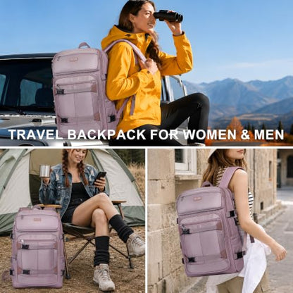 PIJUSHI Casual Travel Backpack for Women with 16" Padded Laptop Compartment | Carry On Luggage with USB Charging Port, 1680D Water-Resistant Nylon, Airline Approved, For Daily, Hiking - color: Updated Ashen Purple