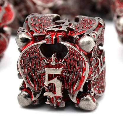 DND Dice, Metal Dice Set D&D Dungeons and Dragons Dices, Hollow Dice Set Polyhedral Dice Role Playing Dice Gaming D and D Dice for Board Game RPG (Angel Blood) - color: Angel Blood