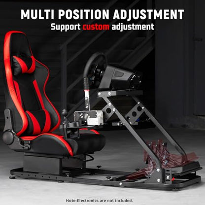 Dardoo Flight Simulator Cockpit with Seat Adjustable Fit for Logitech G923, for Saitek, for Thrustmaster T80 T150 HOTAS Warthog, Game Mount, Without Wheel, Shifter Pedal