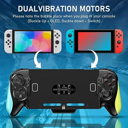Diswoe Controller for Switch/OLED - One-Piece Joypad Replacement for Switch Pro, Remote With Dual Motor Vibration and Adjustable TURBO - color: Black+L