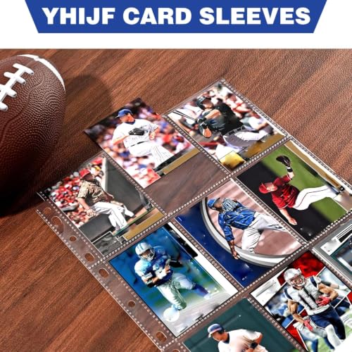 50 Pack 9 Pocket Card Sleeves Binder Sheets, Holds 900 Cards, Trading Card Sleeves for 3 Ring Binder, Protective Pages Sheets for Baseball, Football, Business, Game Cards
