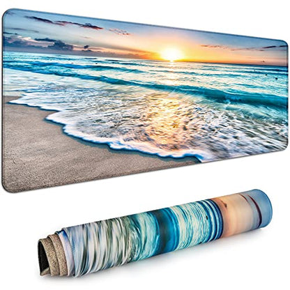 Desk Mat Pad,Large XXL Extended Mouse Pad Mat for Desktop Keyboard | 35''×15.6'' XXL Extended Gaming Mouse Pad with Non-slip Base Desk Matt Mousepad for Computer,Office,Keyboard and Laptop - color: C3-Beach