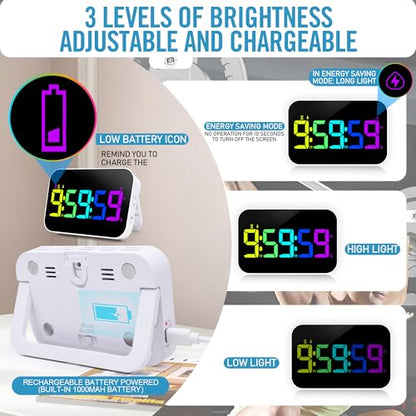 Digital Timer for Classroom, Pomodoro, Gym & Kitchen – Rechargeable Magnetic Countdown Timer, Large LED Display, Loud Alarm, 3 Volume Levels & 3 Brightness Settings - style: Upgraded Version with Gym Modes