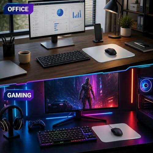 Tempered Glass Gaming Mouse Pad - Large 400×500×3mm (Moonlight White) Thin Large Hard Mat, No - Slip Base for High - DPI Precision, Scratch - Resistant Smooth Surface, FPS/MOBA/Office Use - color: Moonlight White, size: Large