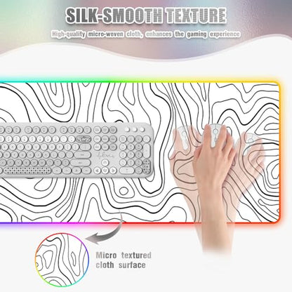 RGB Mouse Pad for Gaming I Large Mousepad with 14 Led Modes I Keyboard Pad Gaming Desk Mat I Non-Slip Rubber Base Mouse Mat I 900x400x4mm Waterproof Mousepad for Gamer I Cool White Line - color: White Line