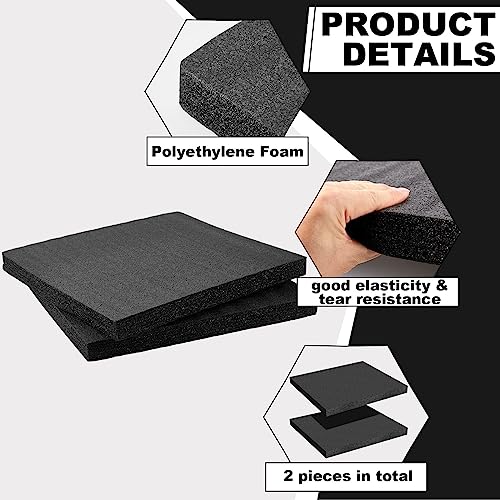 Frienda 2 Pcs Polyethylene Foam Sheet 18 x 16 x 1.5 Inch Cuttable Foam Inserts for Pads Toolbox Polyethylene Insert Packing Block Padding for Crafts Toolbox Storage, Black