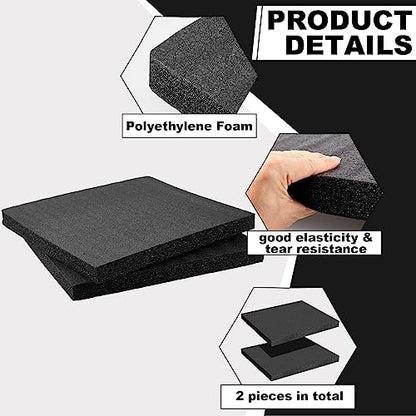 Frienda 2 Pcs Polyethylene Foam Sheet 18 x 16 x 1.5 Inch Cuttable Foam Inserts for Pads Toolbox Polyethylene Insert Packing Block Padding for Crafts Toolbox Storage, Black