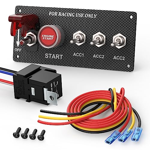 RVBOATPAT 5 in 1 Ignition Switch Panel Boat Toggle Switch Panel DC 12V 30A Racing Switch Panel Push Start Ignition Kit for Race Car Truck - color: 5 in 1 Ignition Switch Panel