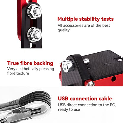 aikeec 64 Bit USB Handbrake with Clamp for PC Windows Sim Racing Games G25 G27 G29 T500 FANATECOSW Dirt Rally with Handle Grip - color: red, size: with clamp
