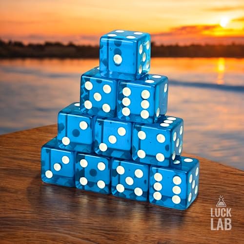 Luck Lab 10 Piece 19 mm Dice Pack - Acrylic and Translucent D6 Dice, Square w/Rounded Edge for Casino, Craps, RPG MTG DND Dice Table Games and Board Games (Light Blue) - color: Light Blue