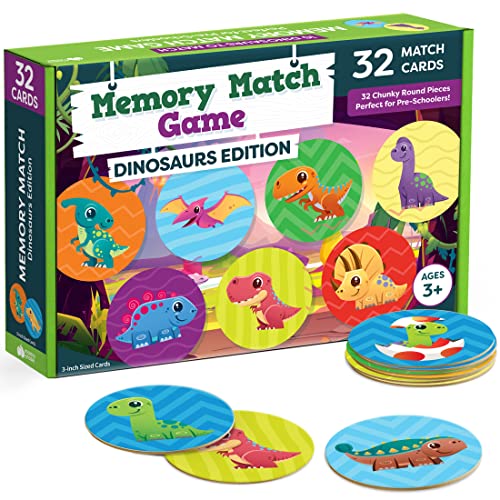 Momo & Nashi Dinosaur Toys for Kids 3-5 Matching Game - 32pc Dinosaur Games for Kids Memory Game - Kindergarten Preschool Educational Toys - Gifts for 3 Year Old Boys & Girls - color: Dinosaurs