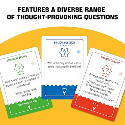 HOLY QUEST, A Fun Bible Trivia Game, Extra Value 400 Cards Pack with 6 Engaging Categories, Perfect for Bible Study, Youth Groups and Church Gatherings, Great Christian Game for Adults and Family