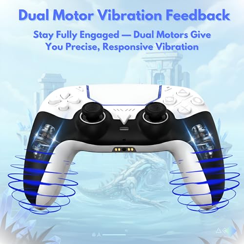 GioMay Pro Wireless Controller Compatible with PS5 – Hall Effect Joysticks, Bluetooth 5.3, Programmable Back Buttons, Dual Vibration, 6-Axis Gyro, Works with PC, Steam, iOS & Android (Purple) - color: Purple
