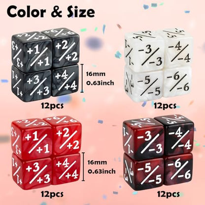 48 Pieces Magic Counter Dice Plus 1 MTG Counters Dice Set Marble Life Buff Tokens D6 Dice Compatible with Magic The Gathering, TCG, Card Gaming Accessories, Red - color: Red