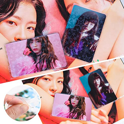 100 Packs Laser Star Photocard Sleeves Kpop 200 Microns Ultra Thick Sleeves Idol Photo Cards Protector Trading Cards Shield Cover (New Star-Shape Laser, Unsealable) | Dustproof, Waterproof, Scratch-Ressistant, Snug Fit for 3 inch Polaroid K-pop Ablum Idol