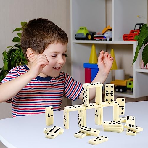 Noamus 56 PCS Dominoes Set for Adults, Professional Domino Tiles with Spinner, Double 6 in 2 Portable Wooden Case, 28 Tiles Domino Travel Set for Family Numbers Table Board Games, 2-8 Players