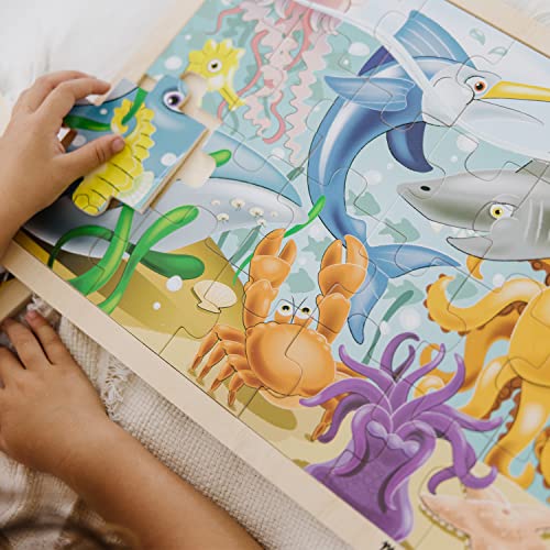 Melissa & Doug Under The Sea Ocean Animals Wooden Jigsaw Puzzle with Storage Tray (24 pcs) - style: Under the Sea Ocean Animals