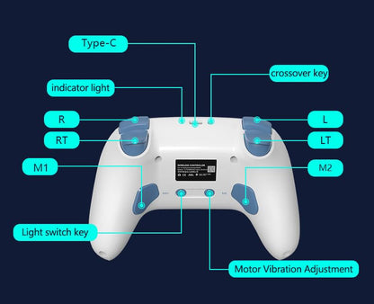 SZYUYU Switch Controller for Switch 2,Switch Pro Controller for Switch/OLED/Lite/PC with 7 Colors LED Light/3-level TURBO Adjustable,4-Speed Dual Vibration/Hall Effect Sticks/Wake Up/Gyro Axis Motion (White) - color: White