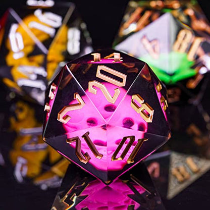 Cusdie Large 55mm D20 Dice with Sharp Edges, Giant D&D 20 Sided Dice for RPG, Table Games (Pink Skull) - color: Pink Skull