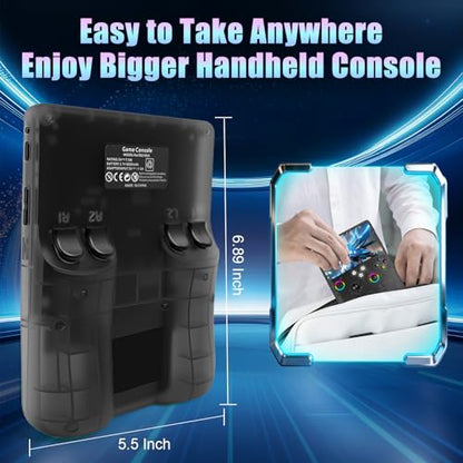R60 Max Handheld Game Console,128GB Retro Gaming Console with 40,000+ Games, 6-Inch IPS Screen, Linux System, RGB Joysticks, 6000mAh Rechargeable Portable Gaming System (Transparent Gray) - color: Transparent Gray