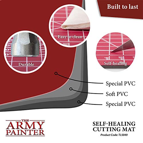 The Army Painter, Self-Healing Cutting Mat, Double Sided PVC Non-Slip, A4 | 3-Ply Gridded Miniature and Model Cutting Board, A4, Tabletop Roleplaying, Boardgames, and Wargames Miniature Modelling