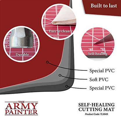 The Army Painter, Self-Healing Cutting Mat, Double Sided PVC Non-Slip, A4 | 3-Ply Gridded Miniature and Model Cutting Board, A4, Tabletop Roleplaying, Boardgames, and Wargames Miniature Modelling