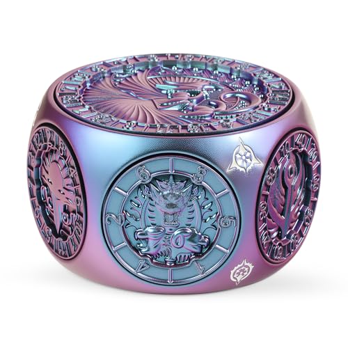 DNDND Spinner D&D Dice, Unique 8-in-1 Hexagonal Metal DND Dice with Dual D20 Monster Themed Dice Set for DND Dungeons and Dragons, Dungeon Masters with Collectible Gift Tin (Chameleon) - color: Chameleon