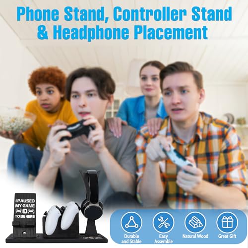 Gaming Accessories Organizer with Headphone Holder, Rotatable Phone Stand & Controller Stand - Unique Gamer Gifts Controllers Holders Gaming Equipment, Gifts for Gamers Controller Holder - size: Standard