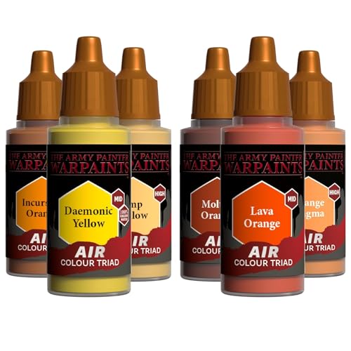 The Army Painter, Air Triads Orange + Yellow, 6 x 18 ml, aerografo | Colori acrilici pre-diluiti per aerografo, per miniature D&D e Warhammer - color: Orange + Yellow